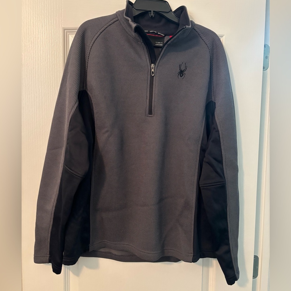 Spyder Men's Quarter-Zip Pullover - Charcoal Gray & Black Trim